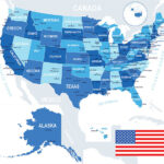 USA map and flag - highly detailed vector illustration